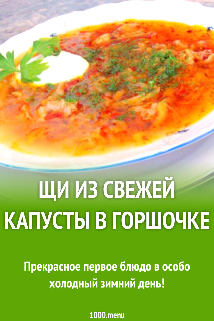 Щи из свежей капусты в горшочке рецепт с фото пошагово - 1000.menu