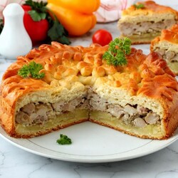 Шаги приготовления пирога с мясо-тыквенной начинкой «Кукурузный»