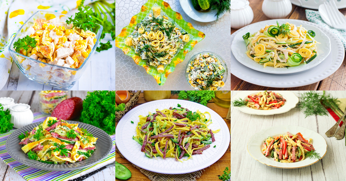 Как приготовить вкусный салат блинный: простые и вкусные рецепты