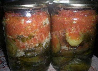 Баклажаны с помидорами, чесноком и уксусом на зиму