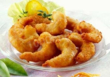 Картофель с креветками в кляре