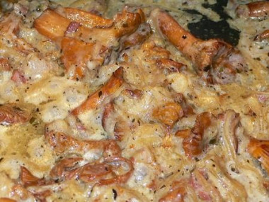 Лисички жареные с луком в масле со сметаной