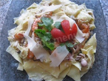 Паста- Макароны бантики с морепродуктами