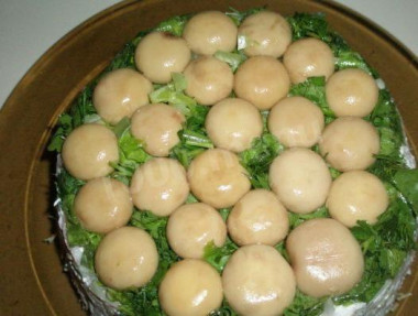 Салат мясной с грибами и сыром