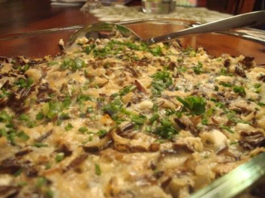 Яичница с диким рисом и грибами