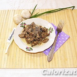 Куриная печенка с грибами