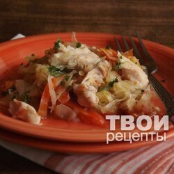 Капуста, тушеная с курицей
