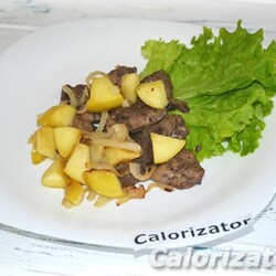 Куриная печенка с яблоками