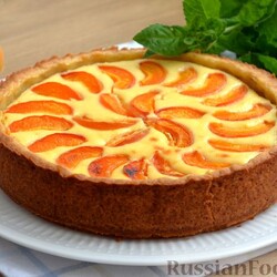 Рецепт: Песочный пирог с творожной начинкой и абрикосами на RussianFood.com