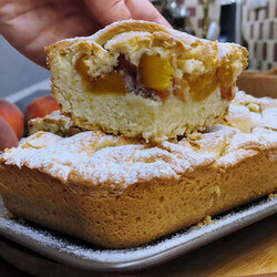 Розовый баклажан | Простое тесто за 5 минут и самая простая фруктовая начинка. Изумительно красивый песочный пирог (вариант с персиками)