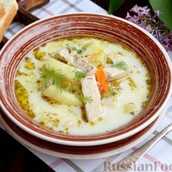 Сырный суп со свининой и картофелем