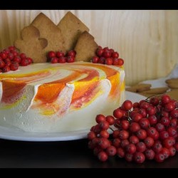 Акварельный декор Тыквенного торта / Простая техника мазков + Рецепт Тыквенного торта с яблочками