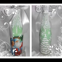 DIY: Декупаж новогодней бутылки шампанского
