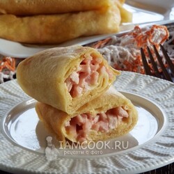 Блинчики с ветчиной и сыром — рецепт с фото