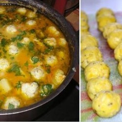 На второй день от супа остается пустая кастрюля: хоть и питательный, но очень легкий. Дети влюбились в эти шарики.