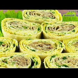 Рулет МИМОЗА. Закуска из лаваша с начинкой. Холодные закуски на праздничный стол