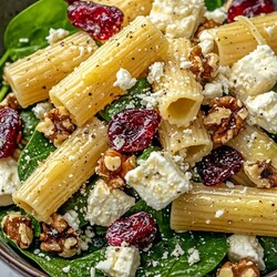 Spinach pasta salad with feta and cranberries - EASY RECIPES