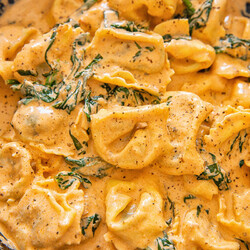 Tortelloni with Creamy Tomato Sauce and Spinach