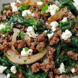 Easy Ground Beef and Spinach Skillet with Feta Recipe
