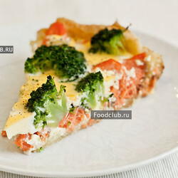 Киш с лососем и брокколи