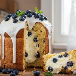 Кулич с творожной начинкой и черникой: дрожжевой тесто и воздушная начинка