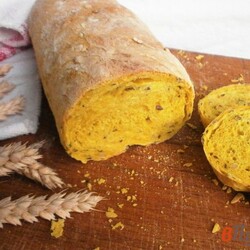 Хлеб с куркумой, семенами льна, тыквенными семечками и овсяными хлопьями - пошаговый рецепт с фото