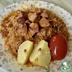 Тушеная капуста с сарделькой