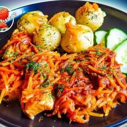 Минтай тушеный в томате с овощами - рецепт автора Михаил Бурмин