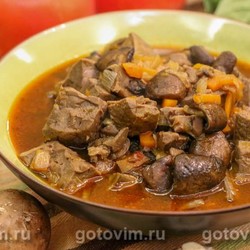 Гуляш из легкого с грибами. Рецепт с фото
