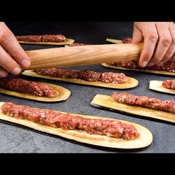 Шашлычки из баклажанов с фаршем