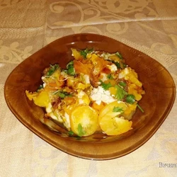 Печеная тыква с сулугуни и творожным сыром