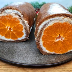 Новогодний мандариновый рулет без выпечки и сахара. Простой и быстрый рецепт | Карамелька | Пульс Mail.ru