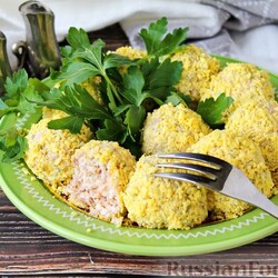 Закусочные шарики "Мимоза" с рыбными консервами, сыром и яйцами на RussianFood.com