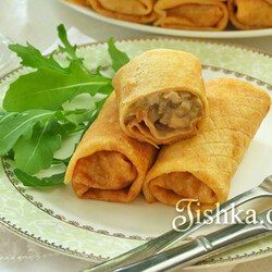 Блины с курицей и грибами