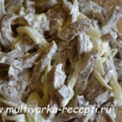Салат из говяжьего языка с луком