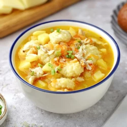 Суп с рисом и сырными клецками