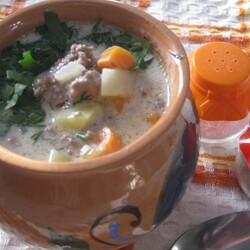 Густой сырный суп с фаршем