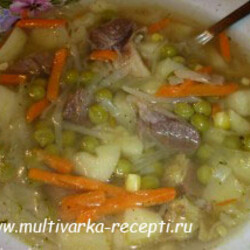 Щи с зеленым горошком в мультиварке