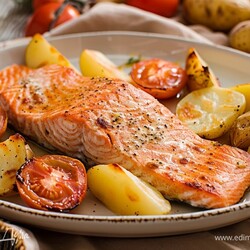 СТЕЙК ИЗ КРАСНОЙ РЫБЫ, ЗАПЕЧЕННЫЙ С ОВОЩАМИ В ДУХОВКЕ: (Карабанова 23.04.25 49229) похоже