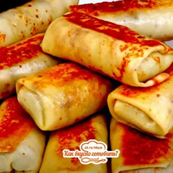 Домашние блинчики на кипятке с мясом