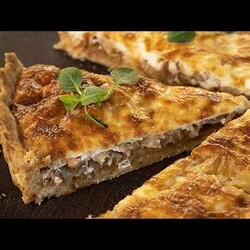 Французский открытый пирог. Киш Лорен с беконом и луком. Идеально на завтрак