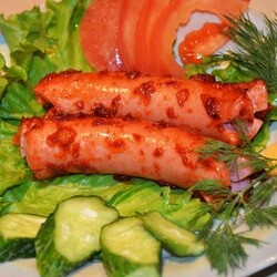 Колбаски в духовке рецепт в майонезном соусе на Книга Кулинарных Рецептов