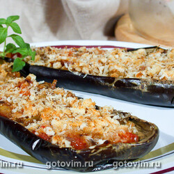 Печеные баклажаны с сухарями. Рецепт с фото