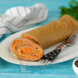 Печеночный рулет из куриной печени в духовке — рецепт с фото