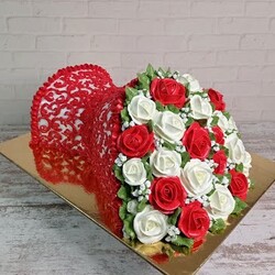 УКРАШЕНИЕ 3D торта БУКЕТ РОЗ! белково-заварным кремом! ПОДРОБНО