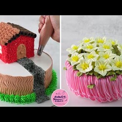 Small House Birthday Cake and Flowers Cake for Lover | Part 428