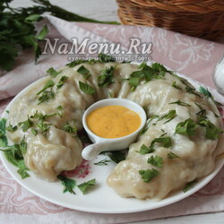 Ханум с мясом, луком и картофелем в мантоварке