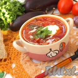 Постный борщ с баклажанами - 6 пошаговых фото в рецепте