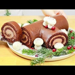 Потрясающий Торт РОЖДЕСТВЕНСКОЕ ПОЛЕНО (Bûche de Noël)