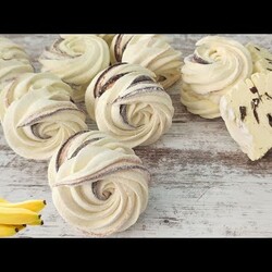 Банановый зефир с шоколадом! Без желатина и красителей! 100% получается! Заварной зефир!